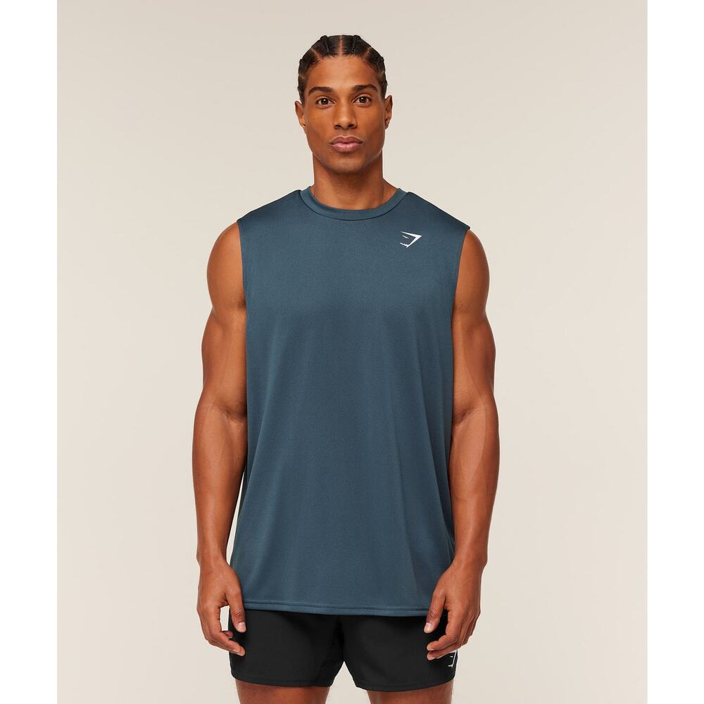 Men’s Gymshark Arrival Oversized Athletic Workout Tank Size XL in Dark Blue